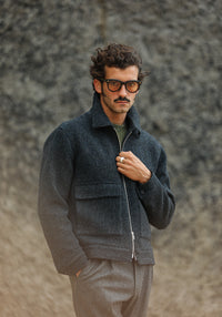 Veste Aviator Laine Chevrons Blue